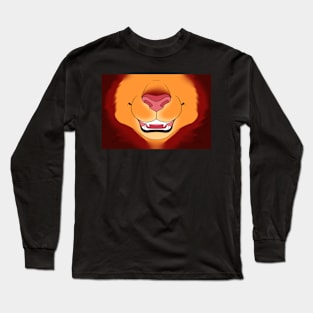 Red Mane Lion Face Long Sleeve T-Shirt